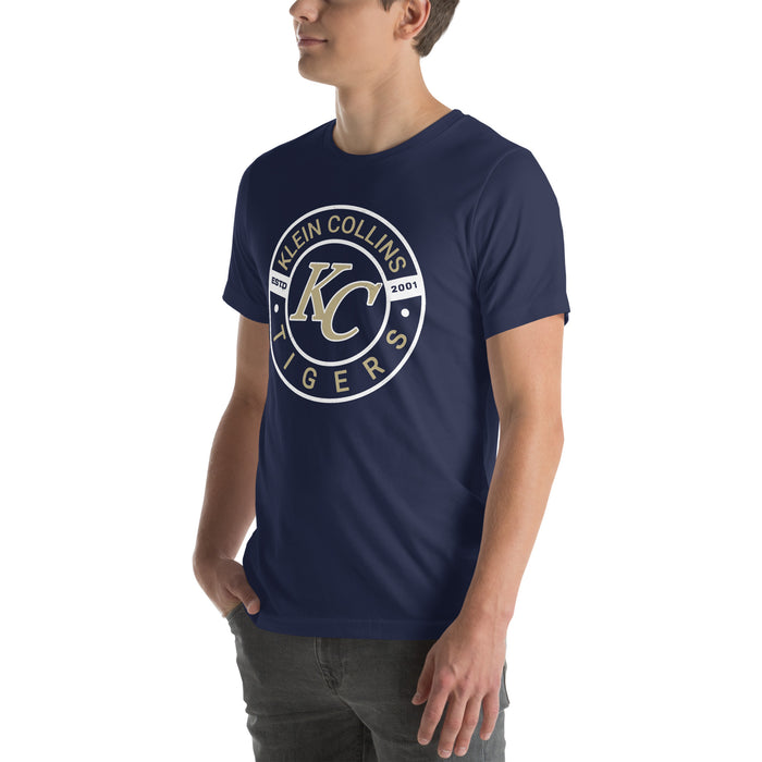 Man wearing Klein Collins High School Tigers Premium Navy Blue Unisex T-shirt 239