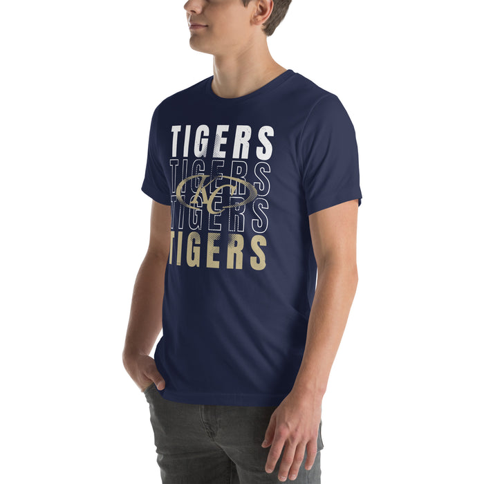 Man wearing Klein Collins High School Tigers Premium Navy Blue Unisex T-shirt 233