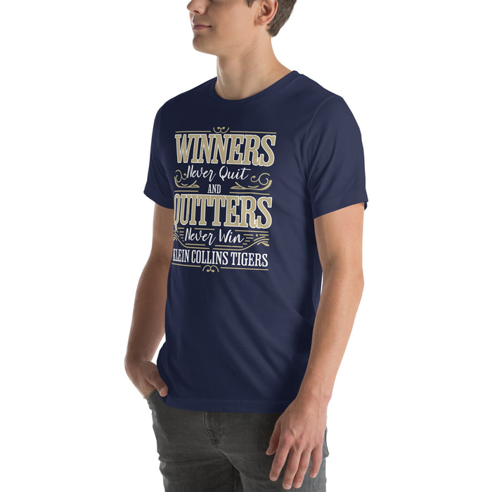 Man wearing Klein Collins High School Tigers Premium Navy Blue Unisex T-shirt 237