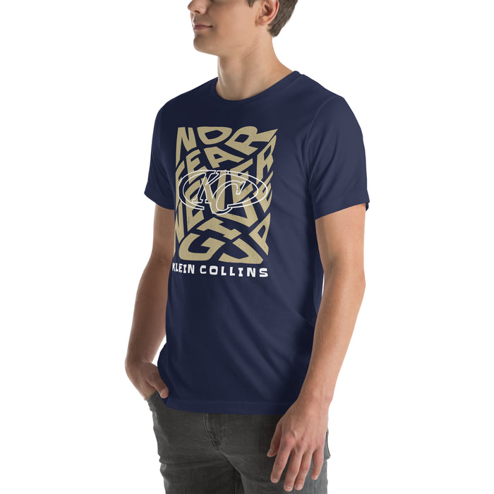 Man wearing Klein Collins High School Tigers Premium Navy Blue Unisex T-shirt 236