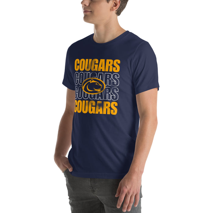 Man wearing Nimitz High School Cougars Navy Blue Premium Unisex T-shirt 233