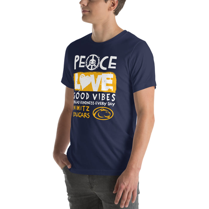 Man wearing Nimitz High School Cougars Navy Blue Premium Unisex T-shirt 240