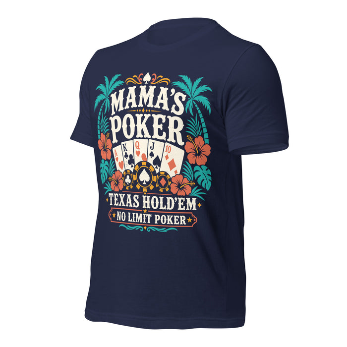 Left profile view of Mama's Poker Premium Unisex T-shirt 223