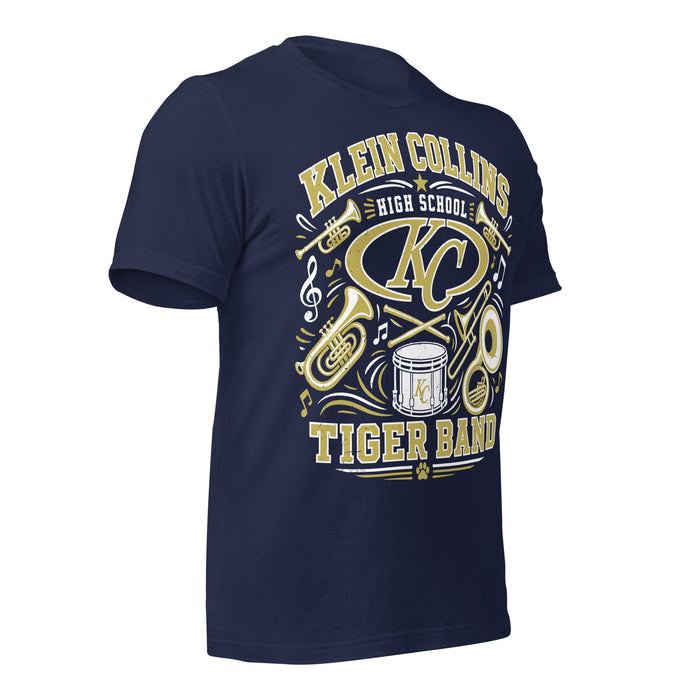 Right profile view of Klein Collins High School Tiger Band Navy Blue Premium T-shirt 002