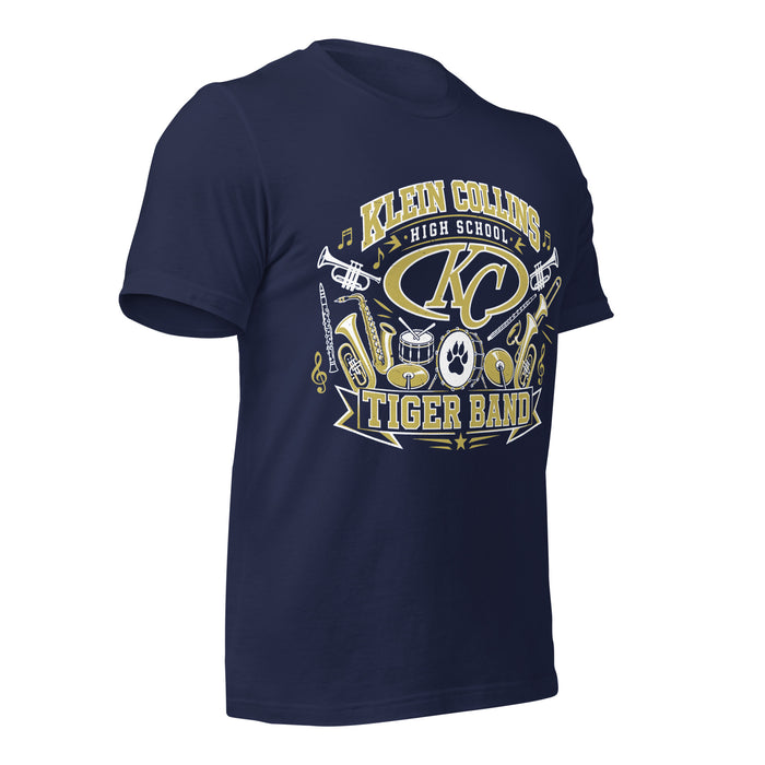 Right profile view of Klein Collins High School Tiger Band Navy Blue Premium T-shirt 001