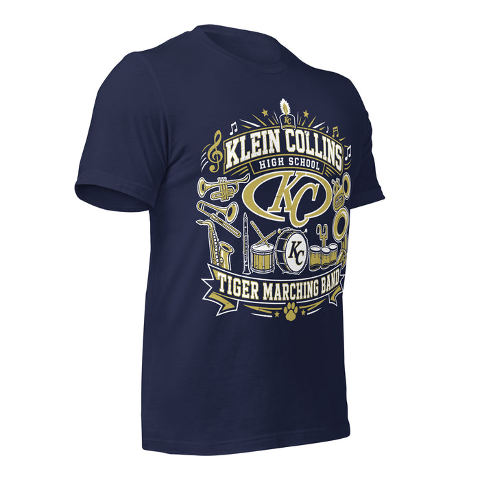 Right profile view of Klein Collins High School Tiger Band Navy Blue Premium T-shirt 003