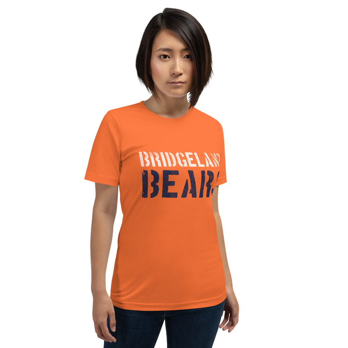 Woman wearing a Bridgeland High School Bears Premium Orange Unisex T-shirt 17