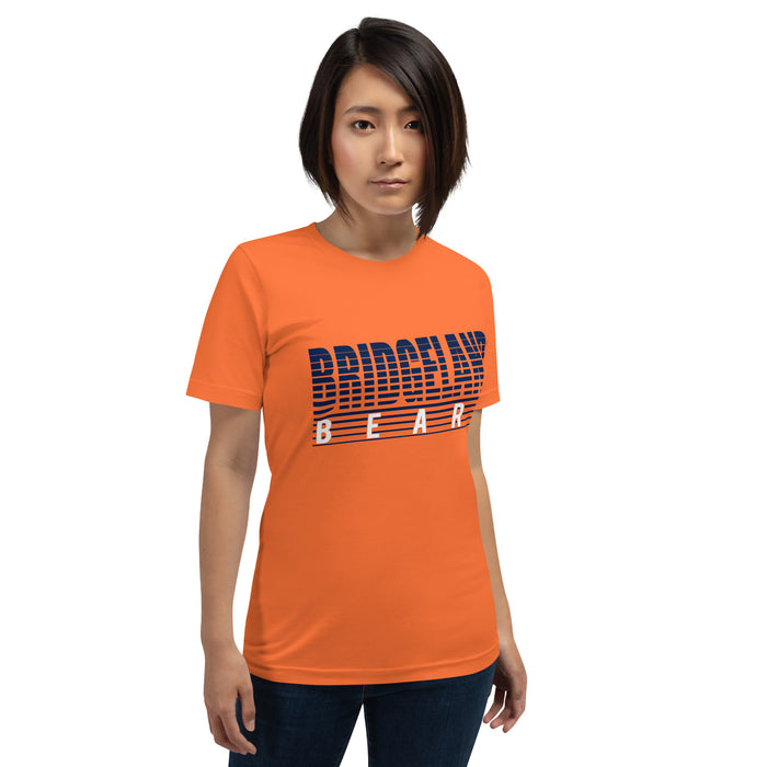 Woman wearing a Bridgeland High School Bears Premium Orange Unisex T-shirt 32