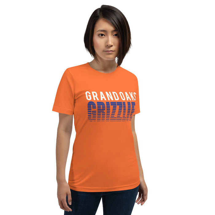 Woman wearing a Grand Oaks High School Grizzlies Premium Orange Unisex T-shirt 24