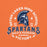 Close-up view of Seven Lakes High School Spartans Orange Premium Unisex T-shirt 206