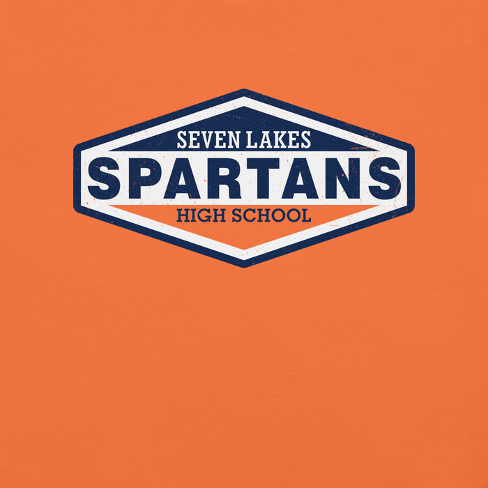 Close-up view of Seven Lakes High School Spartans Orange Premium Unisex T-shirt 009