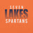 Close-up view of Seven Lakes High School Spartans Orange Premium Unisex T-shirt 024