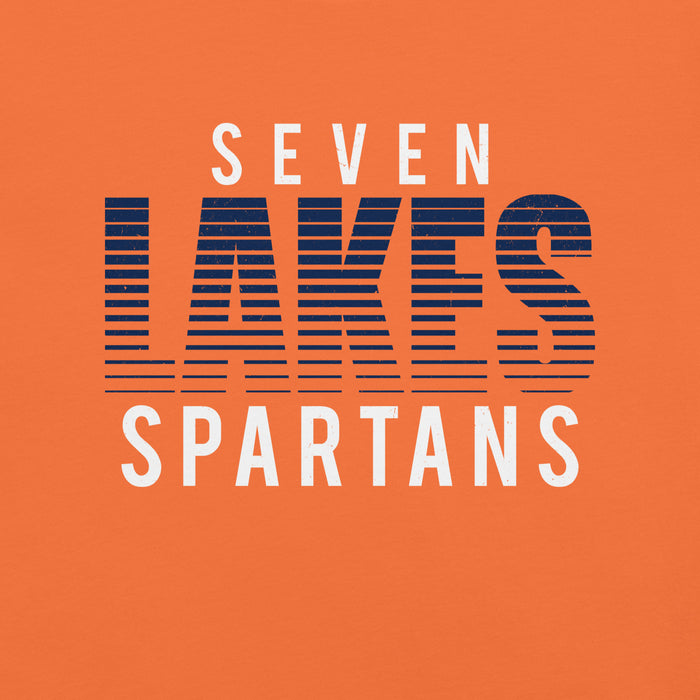 Close-up view of Seven Lakes High School Spartans Orange Premium Unisex T-shirt 024