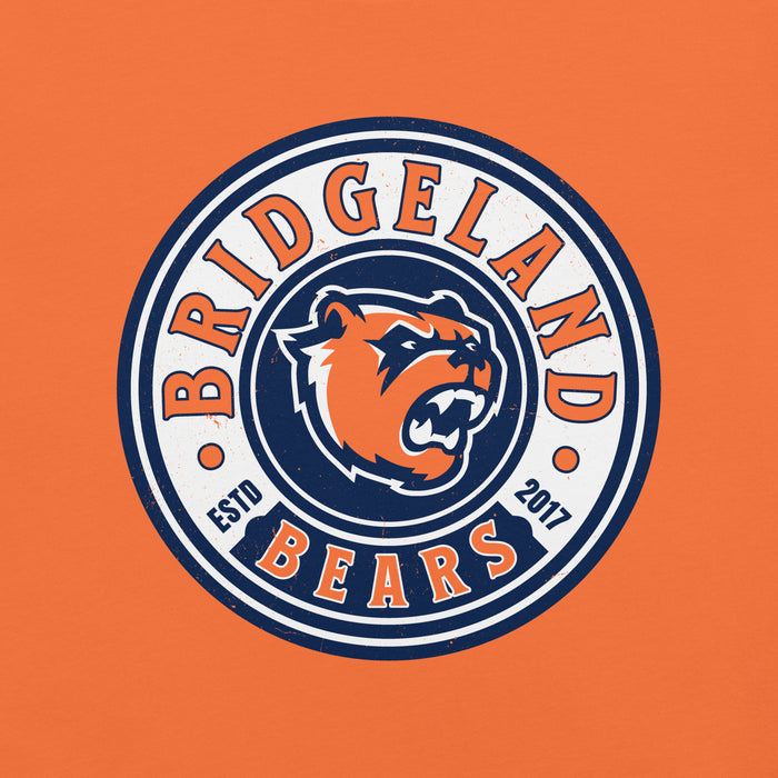 Close-up view of Bridgeland High School Bears Premium Orange Unisex T-shirt 220