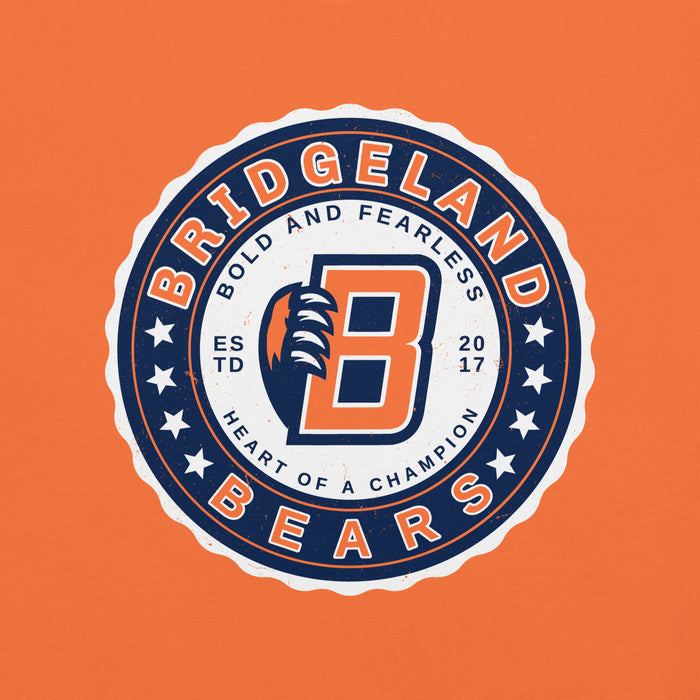 Close-up view of Bridgeland High School Bears Premium Orange Unisex T-shirt 216