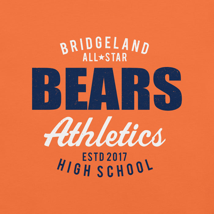 Close-up view of Bridgeland High School Bears Premium Orange Unisex T-shirt 034