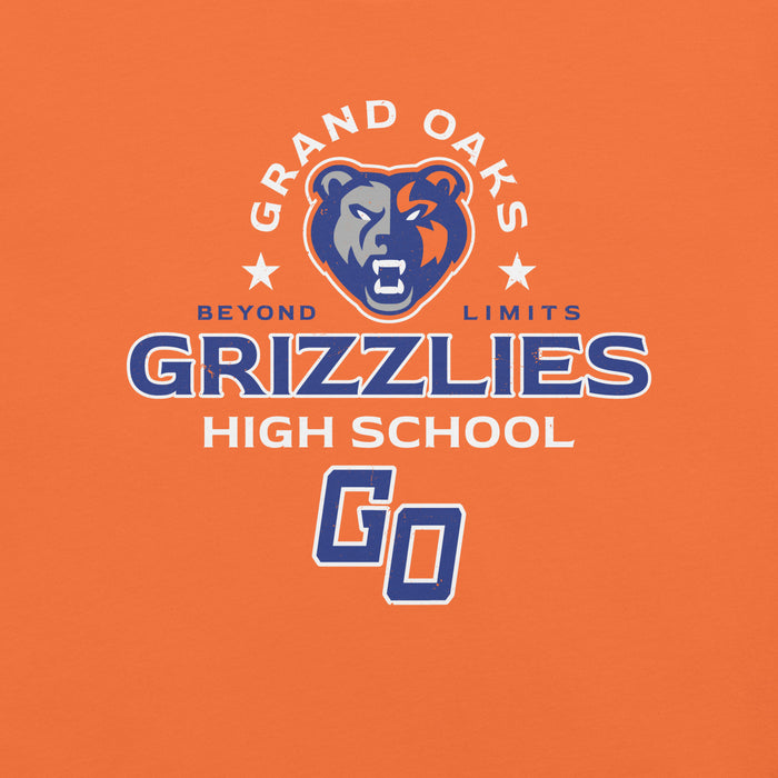 Close-up view of Grand Oaks High School Grizzlies Premium Orange Unisex T-shirt 222
