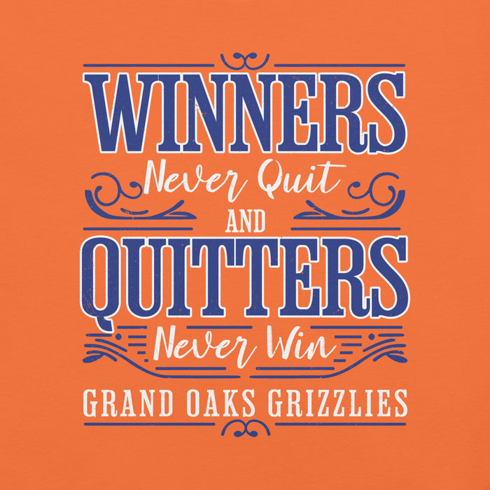 Close-up view of Grand Oaks High School Grizzlies Premium Orange Unisex T-shirt 237