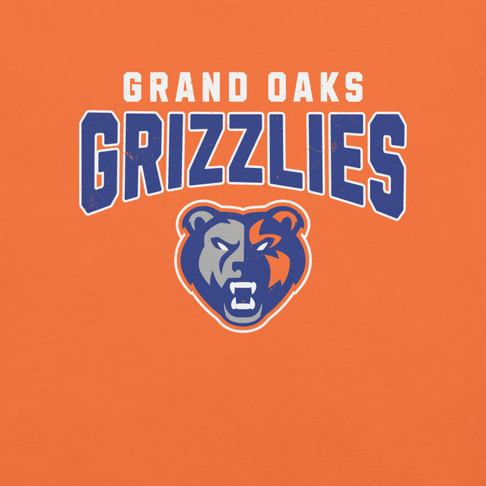 Close-up view of Grand Oaks High School Grizzlies Premium Orange Unisex T-shirt 234