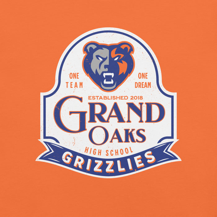 CL\lose-up view of Grand Oaks High School Grizzlies Premium Orange Unisex T-shirt 219