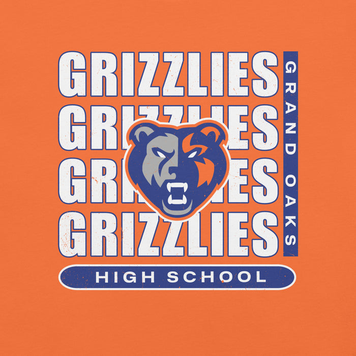 Close-up view of Grand Oaks High School Grizzlies Premium Orange Unisex T-shirt 235