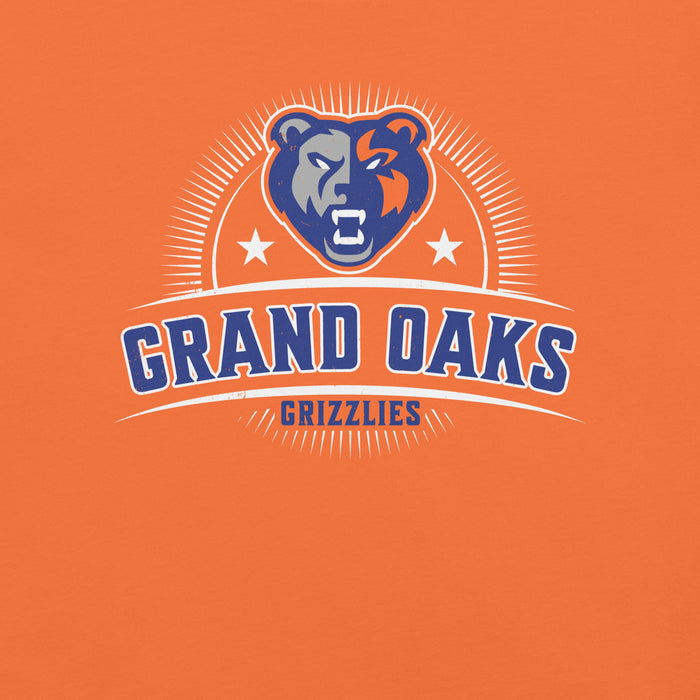 Close-up view of Grand Oaks High School Grizzlies Premium Orange Unisex T-shirt 221