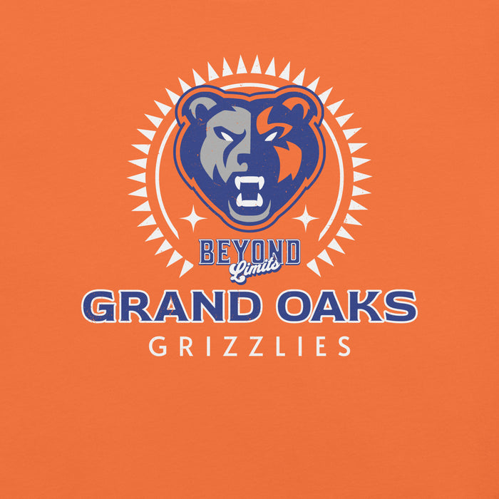 Close-up view of Grand Oaks High School Grizzlies Premium Orange Unisex T-shirt 226
