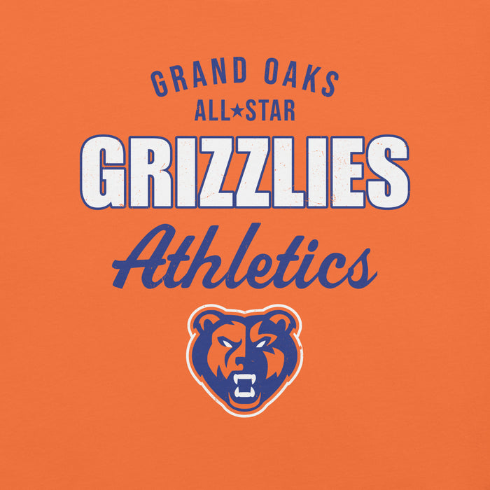 Close-up view of Grand Oaks High School Grizzlies Premium Orange Unisex T-shirt 034