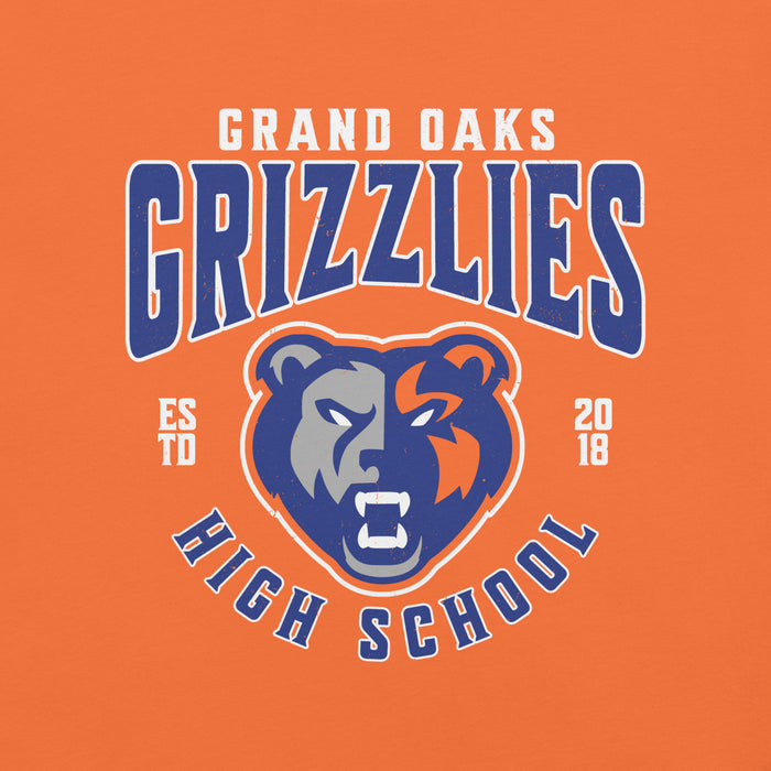 Close-up view of Grand Oaks High School Grizzlies Premium Orange Unisex T-shirt 213