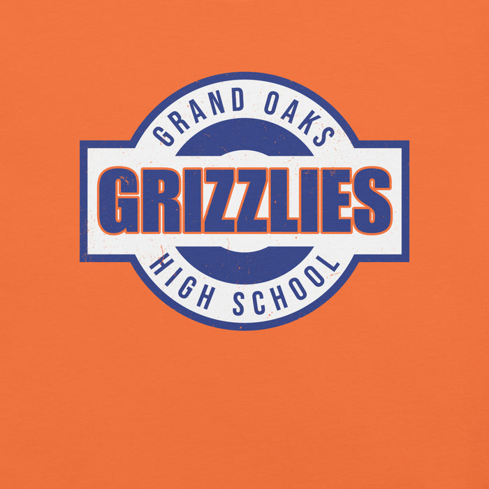 Close-up view of Grand Oaks High School Grizzlies Premium Orange Unisex T-shirt 011
