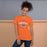 Woman wearing Grand Oaks High School Grizzlies Premium Orange Unisex T-shirt 211