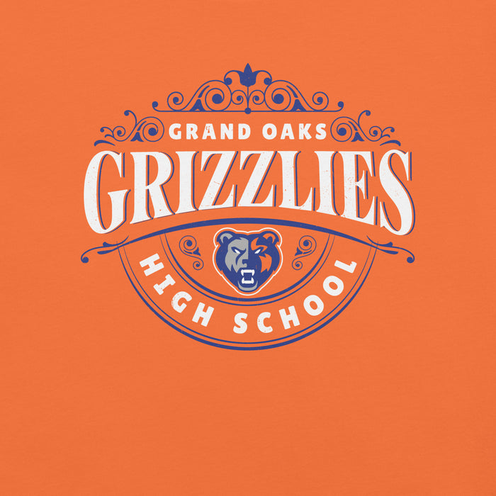 Back view of Grand Oaks High School Grizzlies Premium Orange Unisex T-shirt 211