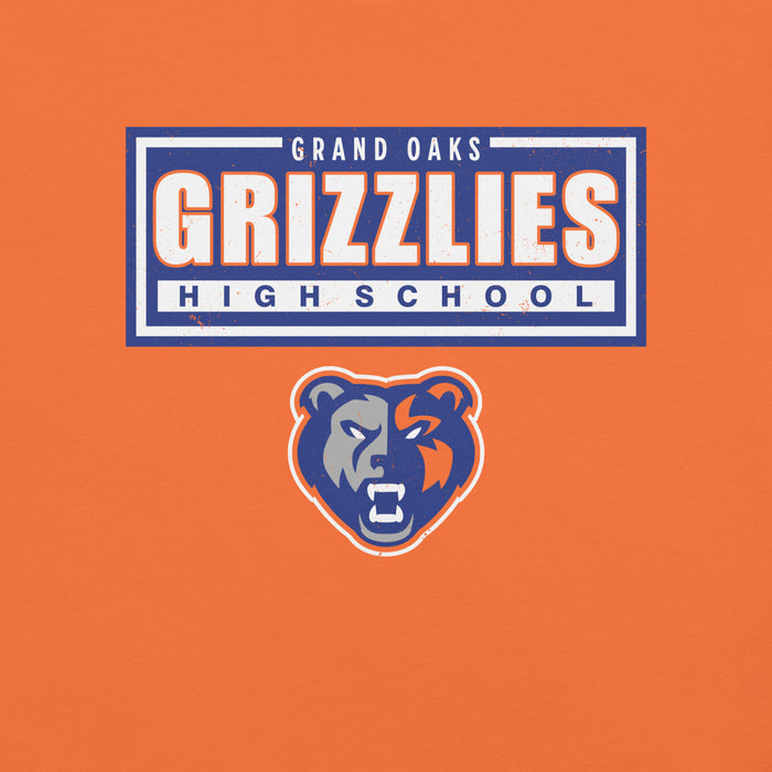 Close-up view of Grand Oaks High School Grizzlies Premium Orange Unisex T-shirt 049