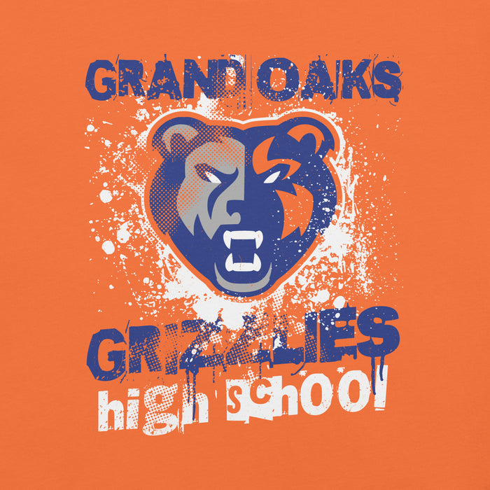 Close-up view of Grand Oaks High School Grizzlies Premium Orange Unisex T-shirt 205
