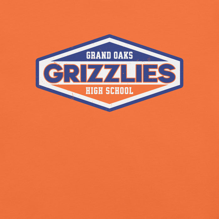 Close-up view of Grand Oaks High School Grizzlies Premium Orange Unisex T-shirt 009