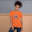 Woman wearing Grand Oaks High School Grizzlies Premium Orange Unisex T-shirt 201