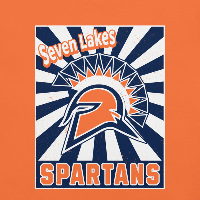 Close-up view of Seven Lakes High School Spartans Orange Premium Unisex T-shirt 226