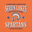 Man wearing Seven Lakes High School Spartans Orange Premium Unisex T-shirt 230