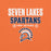 Close-up view of Seven Lakes High School Spartans Orange Premium Unisex T-shirt 003