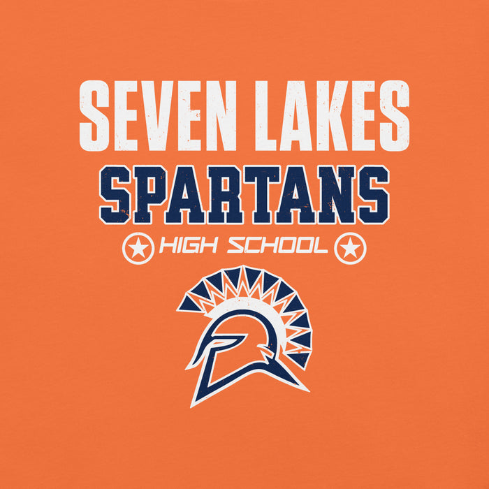 Close-up view of Seven Lakes High School Spartans Orange Premium Unisex T-shirt 003