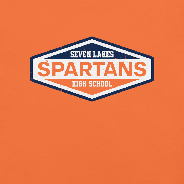 Close-up view of Seven Lakes High School Spartans Orange Premium Unisex T-shirt 009