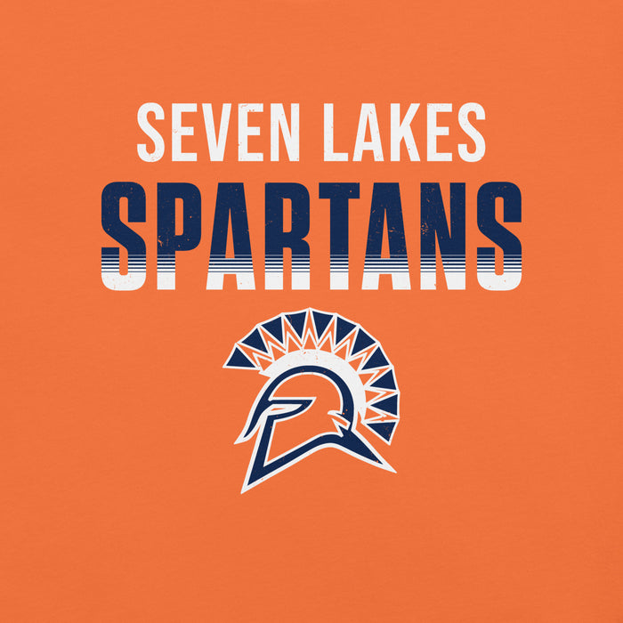 Close-up view of Seven Lakes High School Spartans Orange Premium Unisex T-shirt 024