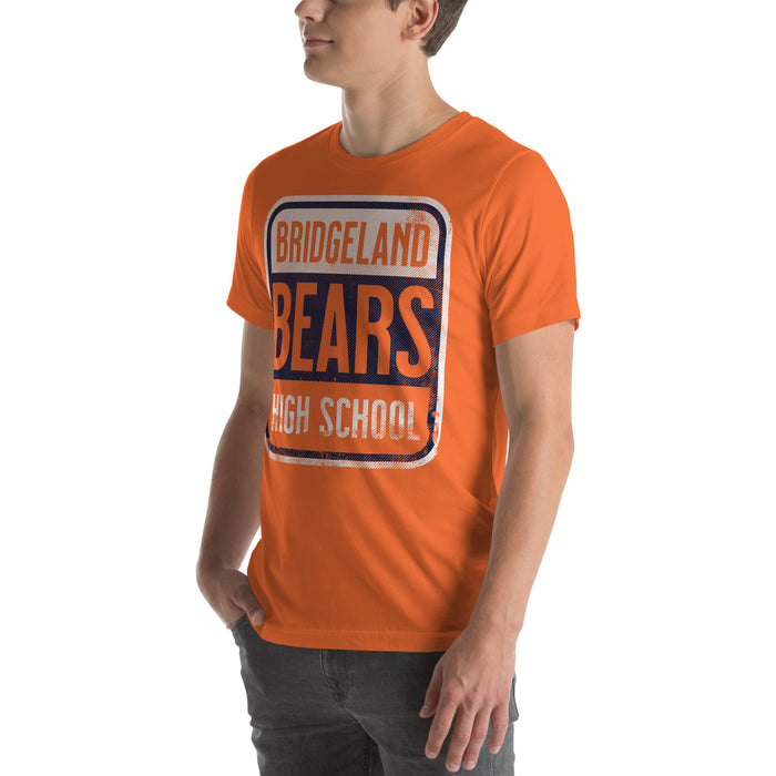 Man wearing a Bridgeland High School Bears Premium Orange Unisex T-shirt 01