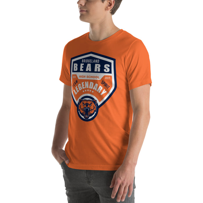 Man wearing a Bridgeland High School Bears Premium Orange Unisex T-shirt 14