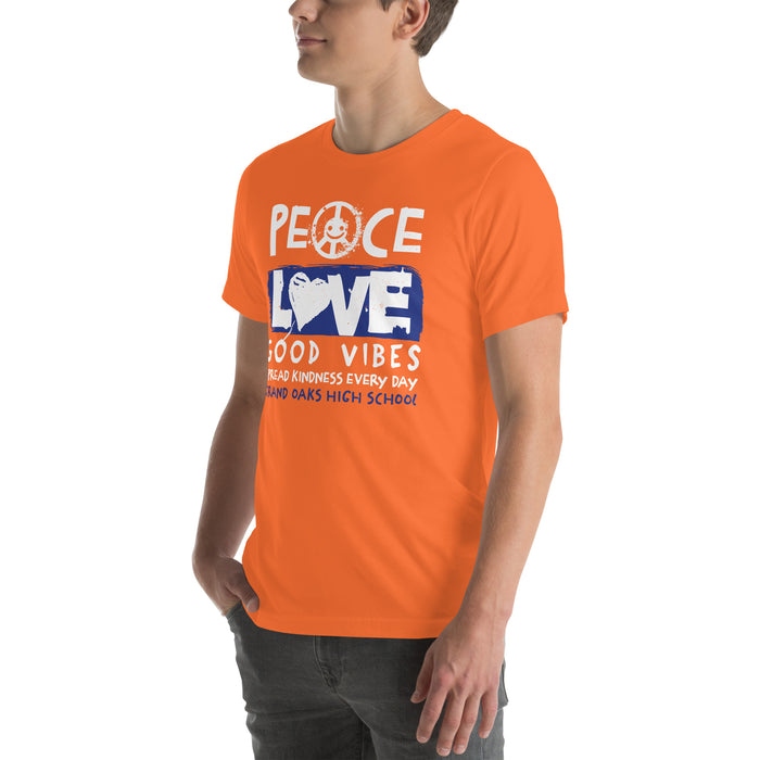Man wearing Grand Oaks High School Grizzlies Premium Orange Unisex T-shirt 240