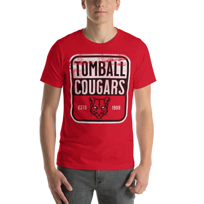 Man wearing a Tomball High School Cougars Premium Red Unisex T-shirt 01