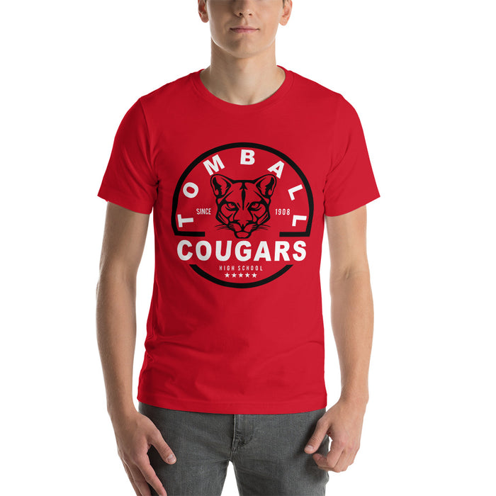 Man wearing a Tomball High School Cougars Premium Red Unisex T-shirt 04