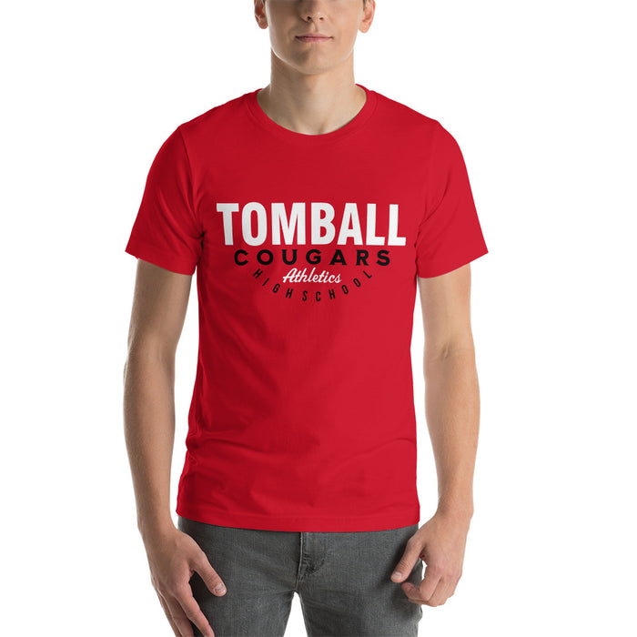 Man wearing a Tomball High School Cougars Premium Red Unisex T-shirt 12
