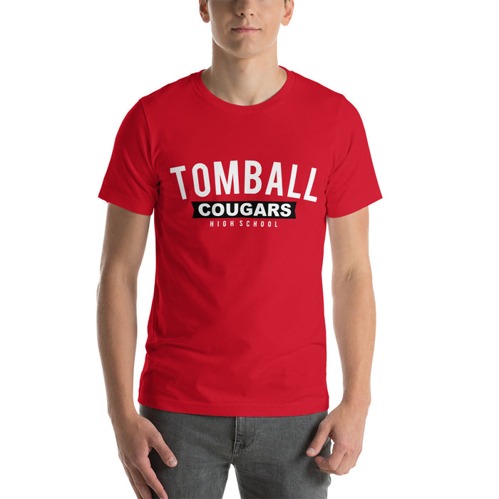 Man wearing a Tomball High School Cougars Premium Red Unisex T-shirt 21