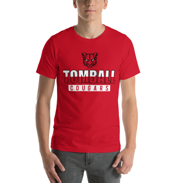 Man wearing a Tomball High School Cougars Premium Red Unisex T-shirt 23